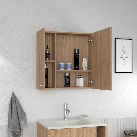 Tuhome Sines Medicine Cabinet, Four Internal Shelves, Single Door, Pine GLM7924